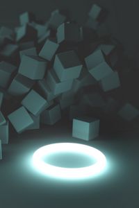 Preview wallpaper ring, glow, cubes, 3d