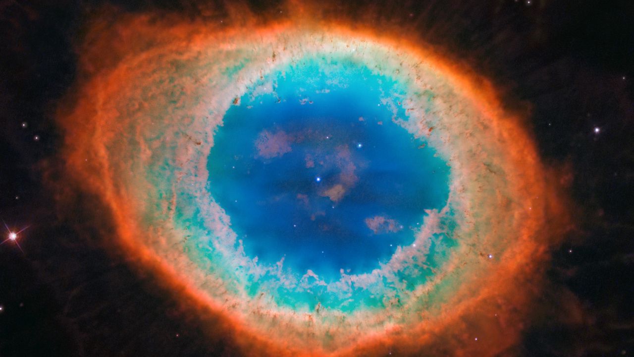 Wallpaper ring nebula, nebula, glow, stars, space