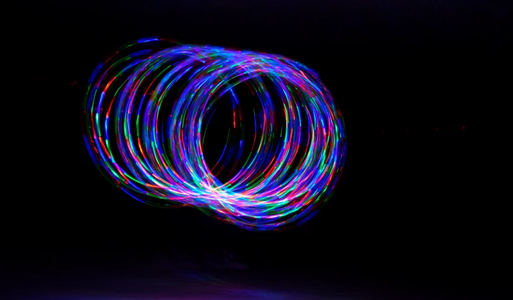 1024x600 Wallpaper rings, freezelight, lights, glow