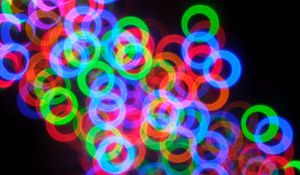 Preview wallpaper rings, neon, abstraction, intersection