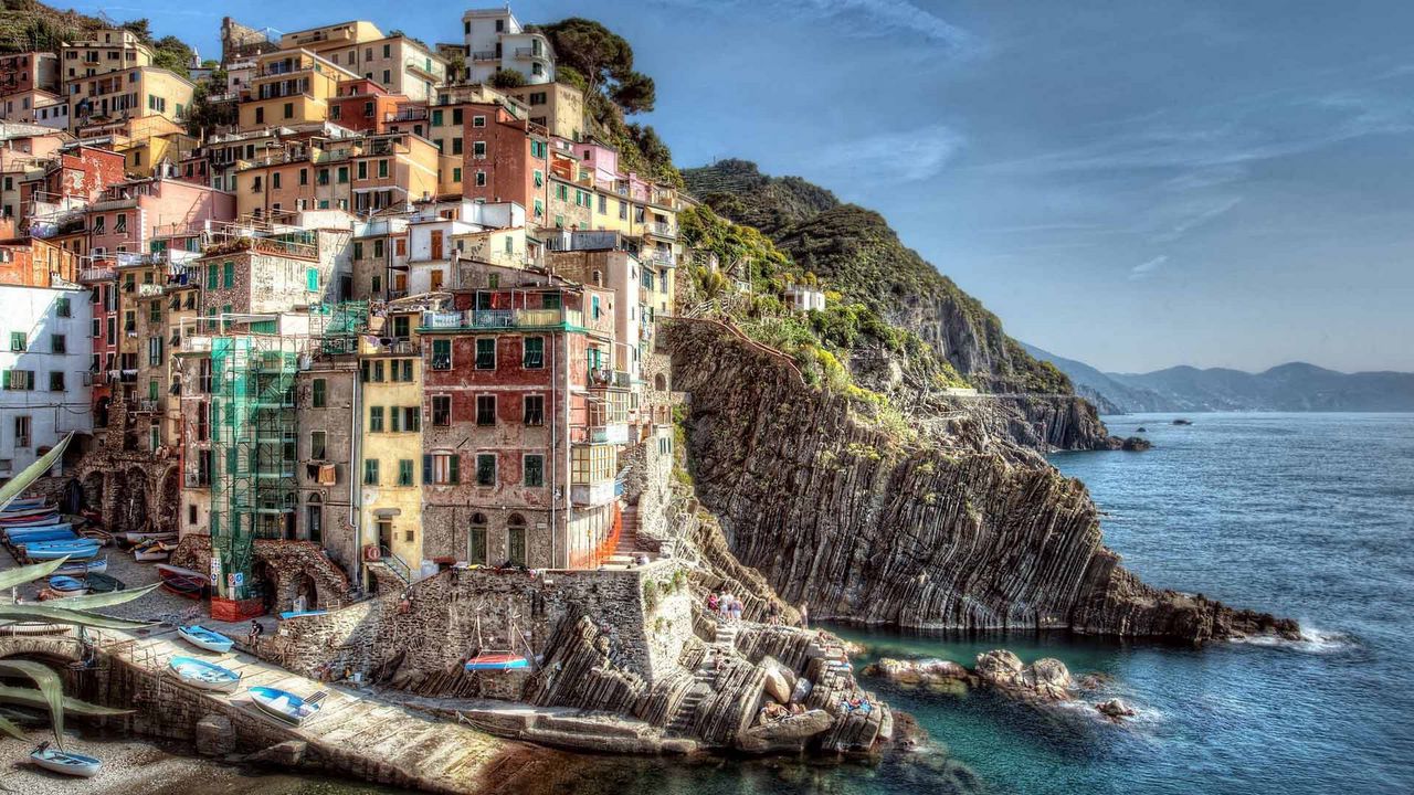 Wallpaper riomaggiore, italy, shore, cliff, hdr