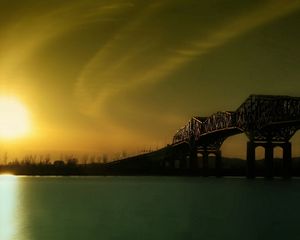 Preview wallpaper rising, bridge, river, design, morning