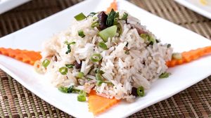 Preview wallpaper risotto, rice, vegetables, serving