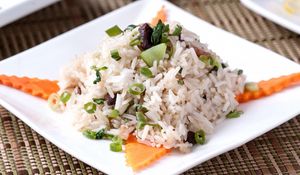 Preview wallpaper risotto, rice, vegetables, serving