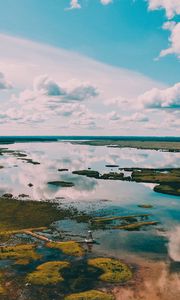 Preview wallpaper river, aerial view, landscape, water, land