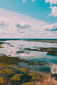 Preview wallpaper river, aerial view, landscape, water, land