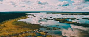 Preview wallpaper river, aerial view, landscape, water, land