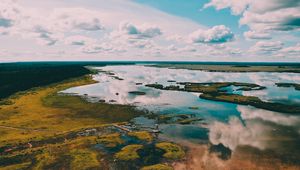 Preview wallpaper river, aerial view, landscape, water, land
