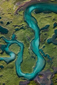 Preview wallpaper river, aerial view, winding, overview, height