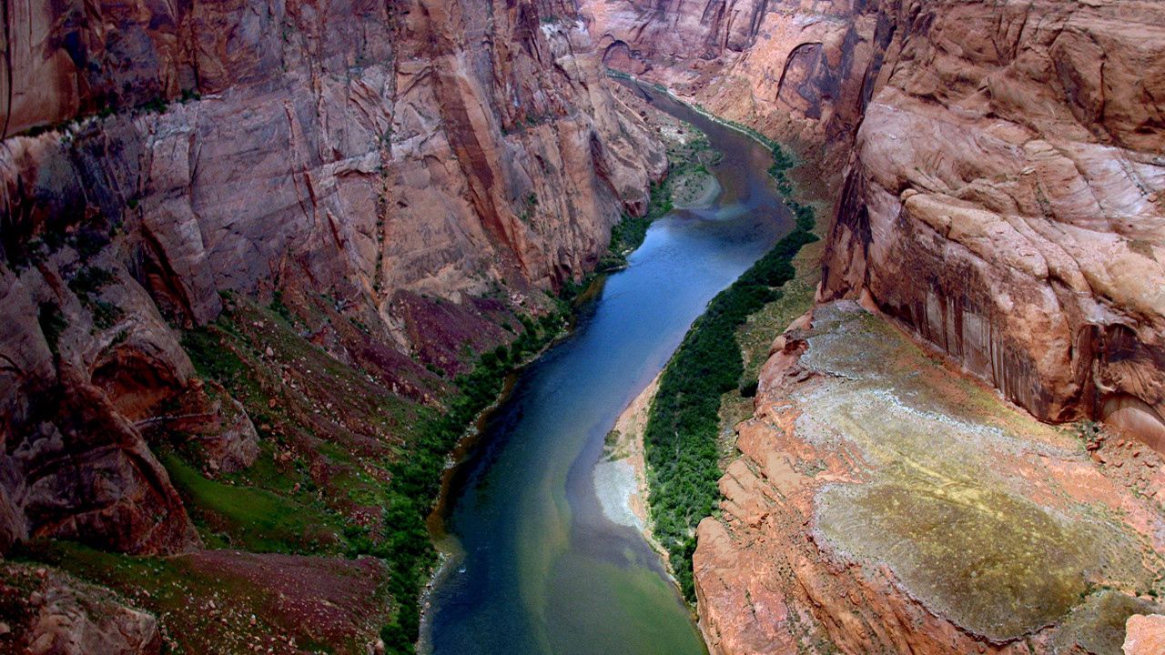Wallpaper river, bends, canyons, greens