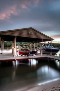 Preview wallpaper river, boats, dock, hdr