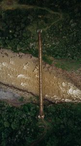 Preview wallpaper river, bridge, aerial view, height, overview