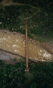 Preview wallpaper river, bridge, aerial view, height, overview