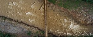 Preview wallpaper river, bridge, aerial view, height, overview