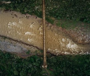 Preview wallpaper river, bridge, aerial view, height, overview