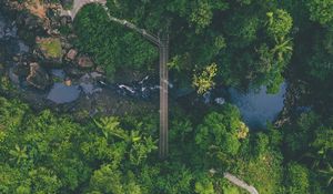 Preview wallpaper river, bridge, aerial view, forest, nature