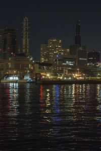 Preview wallpaper river, bridge, boats, buildings, lights, night