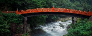 Preview wallpaper river, bridge, japan, nature