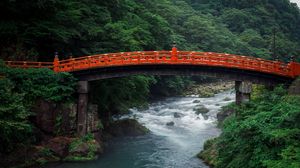 Preview wallpaper river, bridge, japan, nature