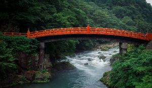 Preview wallpaper river, bridge, japan, nature