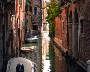 Preview wallpaper river, buildings, architecture, facade, boat