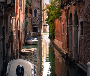 Preview wallpaper river, buildings, architecture, facade, boat