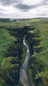 Preview wallpaper river, canyon, aerial view, nature, landscape