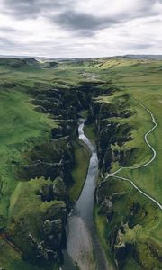 Preview wallpaper river, canyon, aerial view, nature, landscape