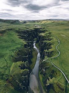Preview wallpaper river, canyon, aerial view, nature, landscape