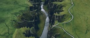 Preview wallpaper river, canyon, aerial view, nature, landscape