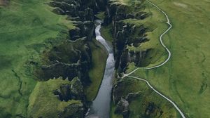 Preview wallpaper river, canyon, aerial view, nature, landscape