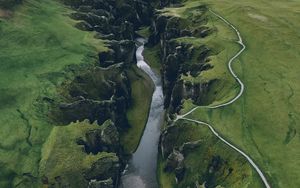 Preview wallpaper river, canyon, aerial view, nature, landscape