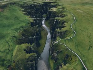 Preview wallpaper river, canyon, aerial view, nature, landscape