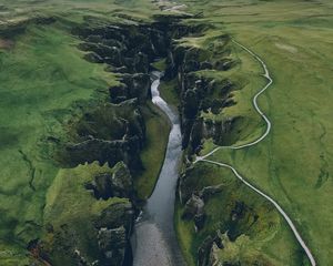 Preview wallpaper river, canyon, aerial view, nature, landscape