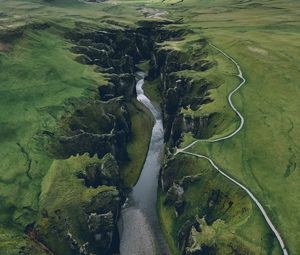 Preview wallpaper river, canyon, aerial view, nature, landscape