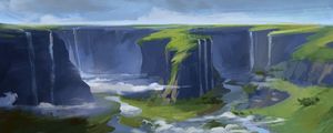 Preview wallpaper river, canyon, cliff, landscape, art