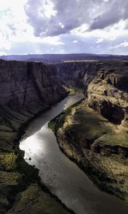 Preview wallpaper river, canyon, rocks, aerial view, landscape