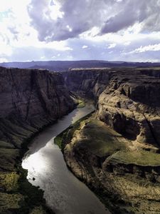 Preview wallpaper river, canyon, rocks, aerial view, landscape