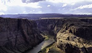 Preview wallpaper river, canyon, rocks, aerial view, landscape