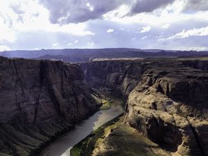 Preview wallpaper river, canyon, rocks, aerial view, landscape