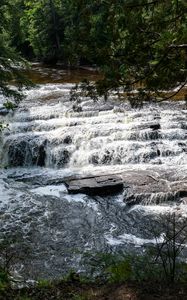 Preview wallpaper river, cascade, stone, landscape, nature