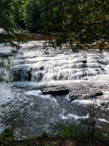 Preview wallpaper river, cascade, stone, landscape, nature