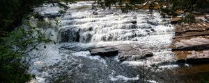 Preview wallpaper river, cascade, stone, landscape, nature