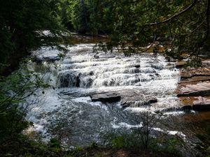 Preview wallpaper river, cascade, stone, landscape, nature