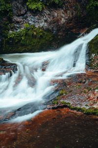 Preview wallpaper river, cascade, stones, grass, nature