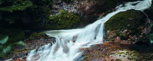 Preview wallpaper river, cascade, stones, grass, nature