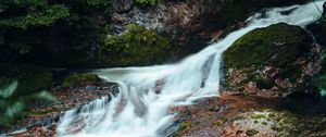 Preview wallpaper river, cascade, stones, grass, nature