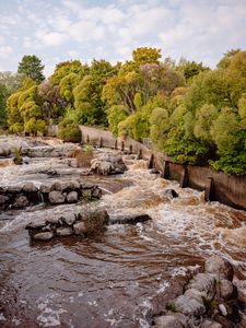 Preview wallpaper river, cascade, stones, trees, nature