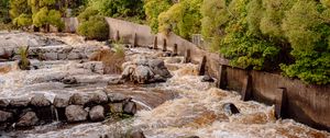 Preview wallpaper river, cascade, stones, trees, nature