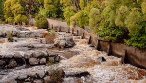 Preview wallpaper river, cascade, stones, trees, nature